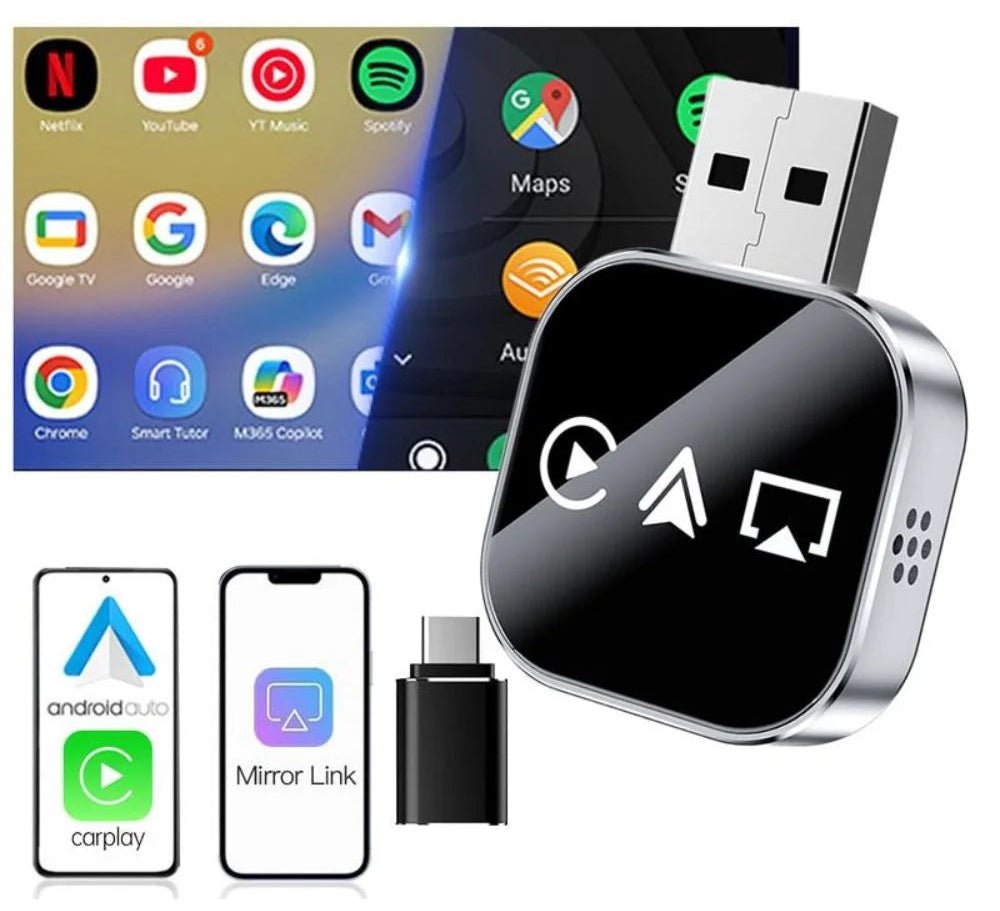 Adaptateur CarPlay sans fil 3 - en - 1 (Apple/Android) - Raukner.com